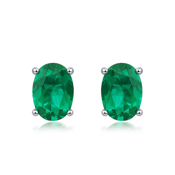 Round Emerald Earring