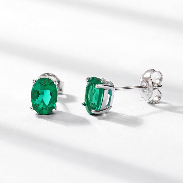 Round Emerald Earring