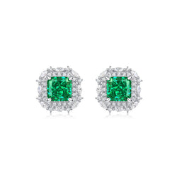 Emerald Carbon Diamond Stud Earring