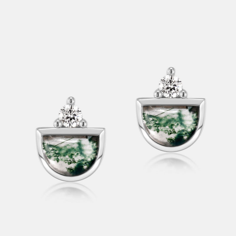 Green Moss Stone Stud Earring