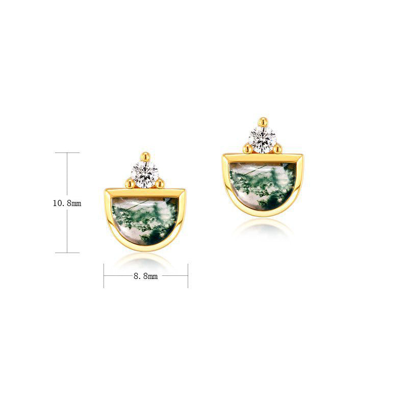 Green Moss Stone Stud Earring