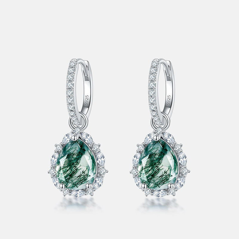 Pear Shaped Green Moss Earring