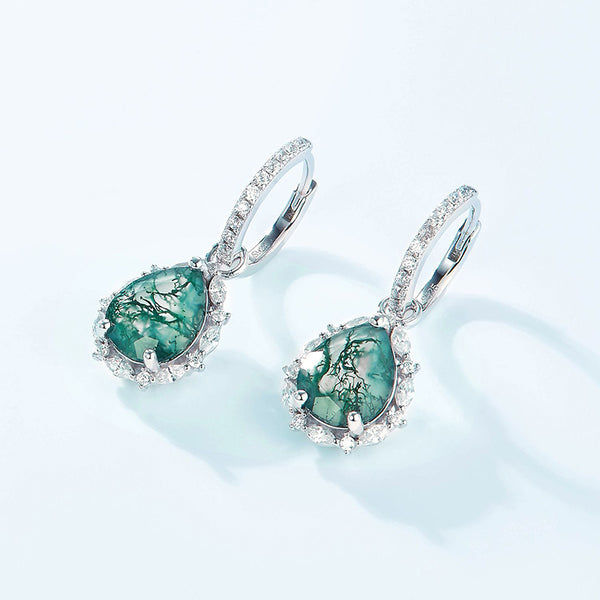 Pear Shaped Green Moss Earring