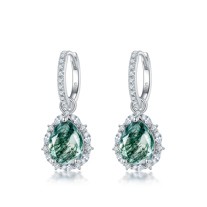 Pear Shaped Green Moss Earring