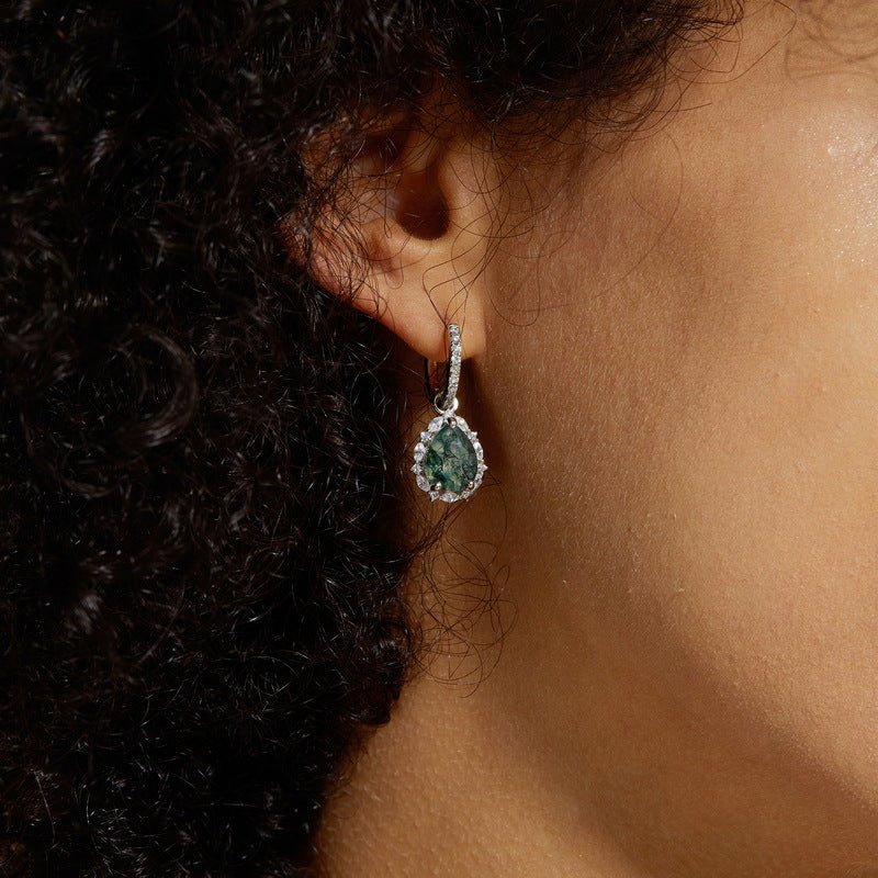 Pear Shaped Green Moss Earring