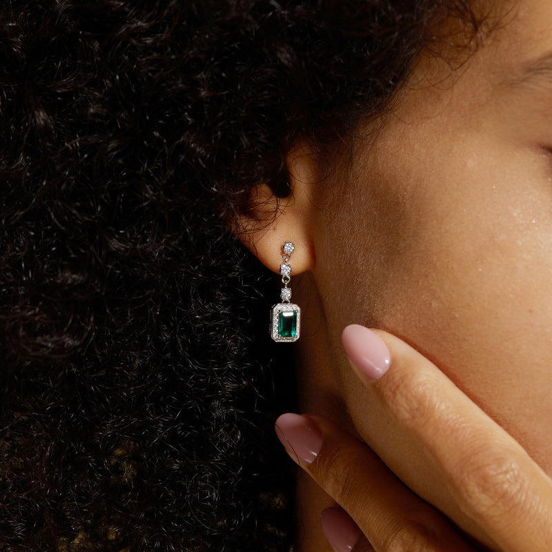 Quadrangle Emerald Earring