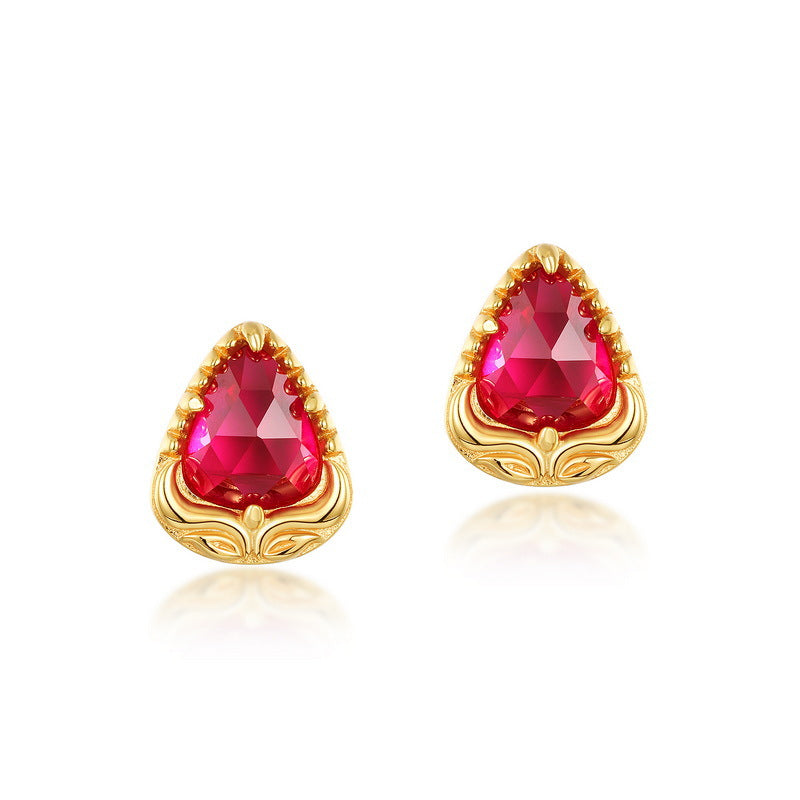 Red Corundum Earring