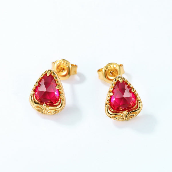 Red Corundum Earring