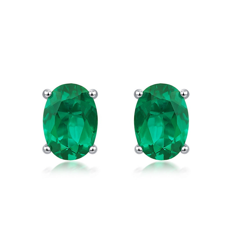 Round Emerald Earring