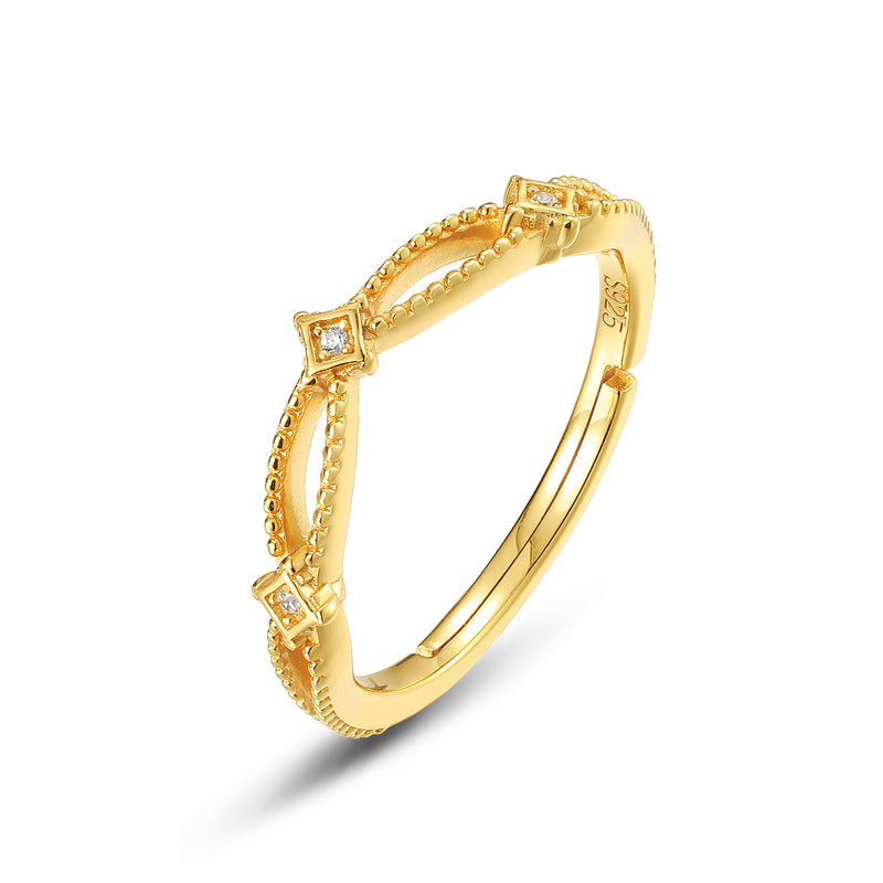 V-Shaped Hollow Diamond Ring
