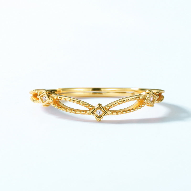 V-Shaped Hollow Diamond Ring