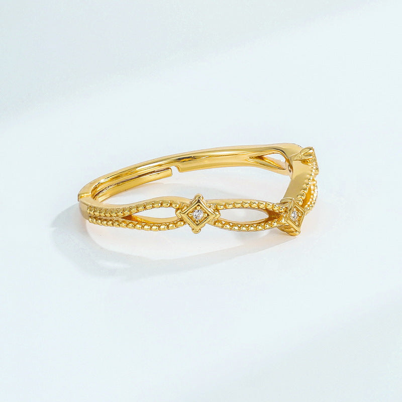 V-Shaped Hollow Diamond Ring